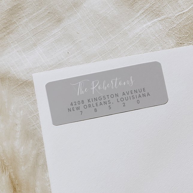 Labels de Gray Script (Gray modern minimal script return address labels.)