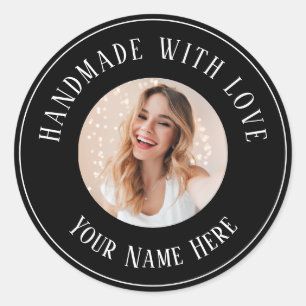 Labels handmade with love custom name text photo