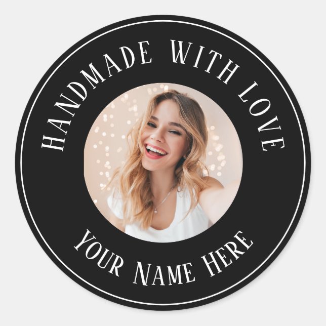 Labels handmade with love custom name text photo (Front)