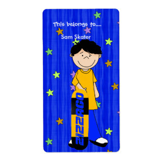 Labels Stickers Bookplate Boy Skateboard