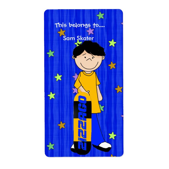 Labels Stickers Bookplate Boy Skateboard (Front)