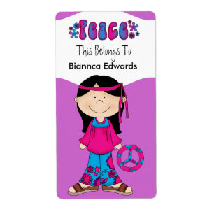 Labels Teens Kids Retro Peace Book Plate Binder