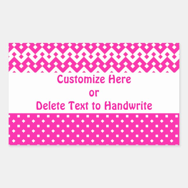 Labels to Customize, Candy Pink Geometric Pattern (Front)