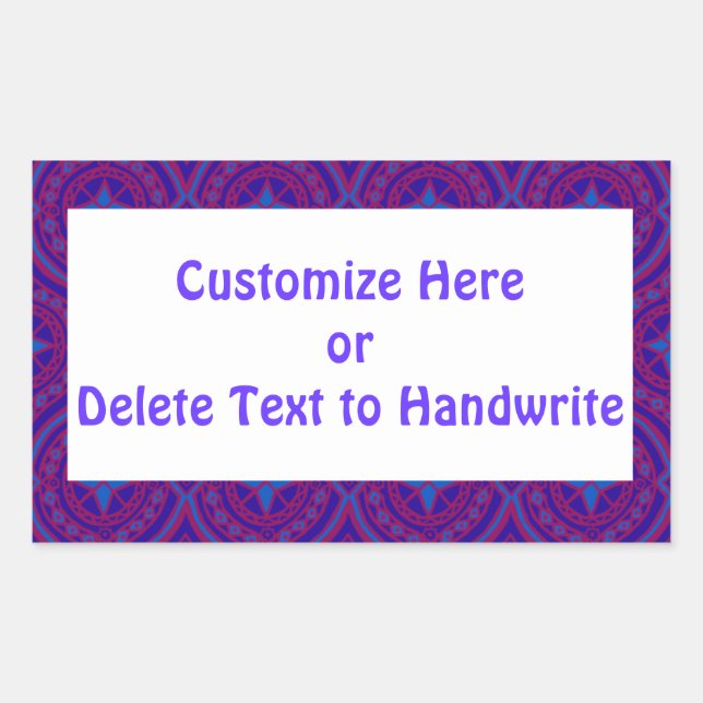 Labels to Customize, Chic Purple and Blue Pattern (Front)