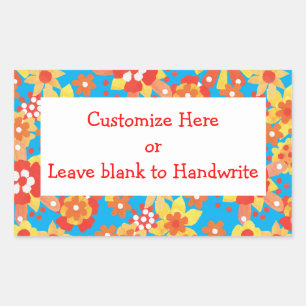 Labels to Customize, Ditsy Orange Floral Pattern