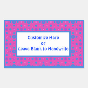 Labels to Customize, Pink and Blue Dots on Magenta
