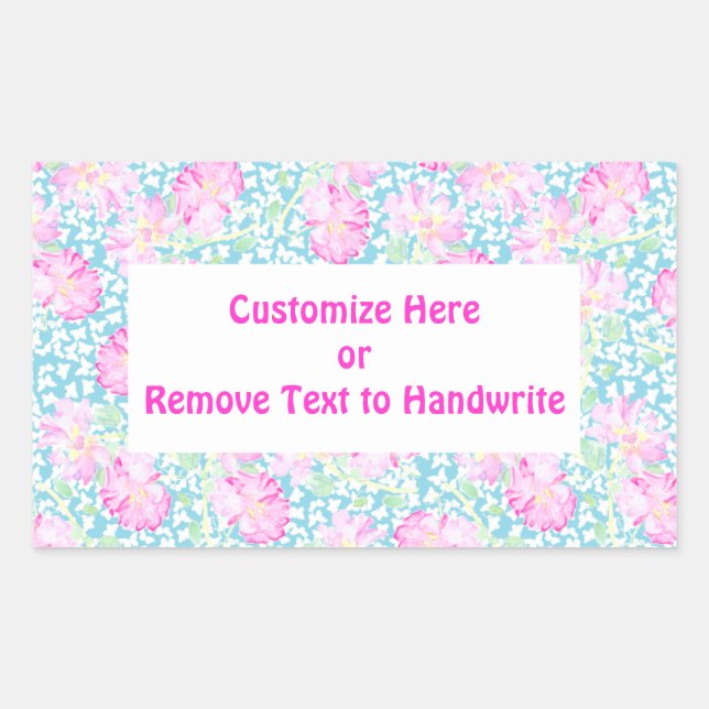 Labels to Customize, Pink Roses, White Butterflies (Front)