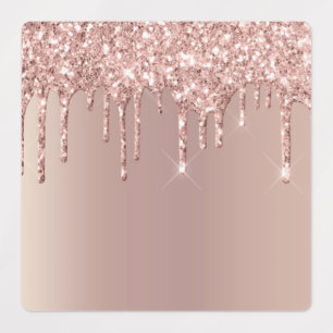 Labels with Rose Gold Blush Glitter Sparkle Drips