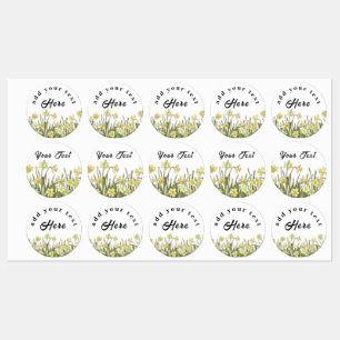 Labels with yellow daffodils and a message