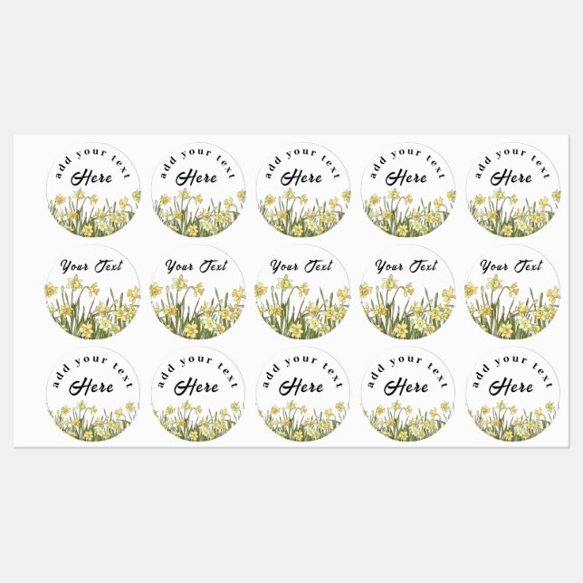 Labels with yellow daffodils and a message (Sheet)