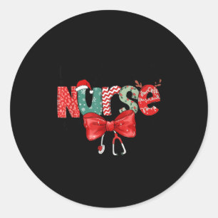 Labor &amp; Delivery Nurse Stethoscope &amp; Bow L Classic Round Sticker