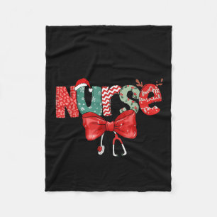 Labor &amp; Delivery Nurse Stethoscope &amp; Bow L Fleece Blanket
