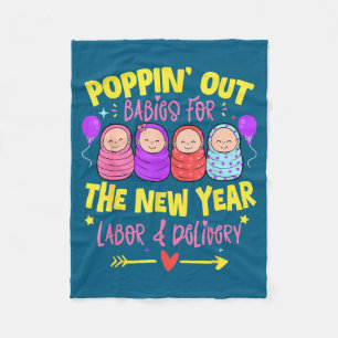 Labor And Delivery L&d Nurse Happy New Year Fleece Blanket