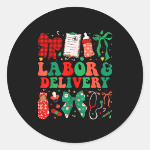 Labor And Delivery Nurse Christmas L&amp;d Nursing Classic Round Sticker