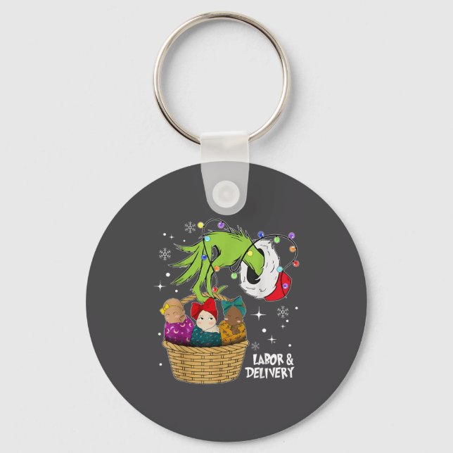 Labor And Delivery Nurse Christmas Lights Snowflak Keychain (Front)