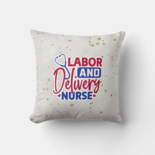 Labor and Delivery Nurse   Gray   Sparkle Throw Pillow