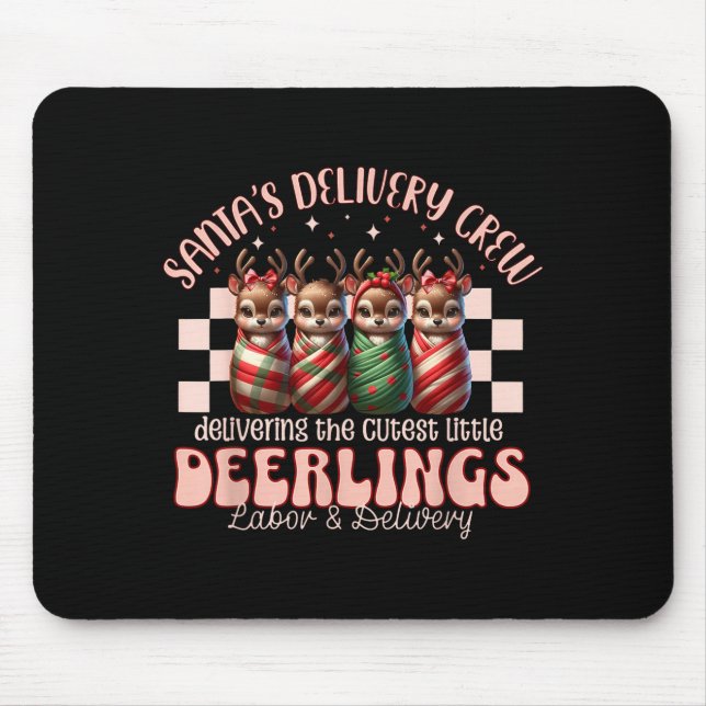 Labor And Delivery Reindeer Swaddle Christmas L&am Mouse Pad (Front)