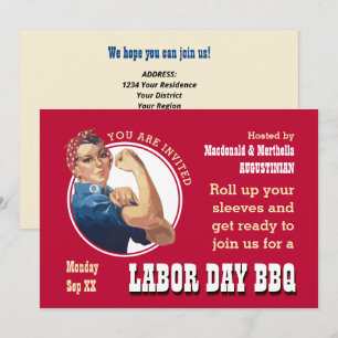 LABOR DAY BBQ Rosie Riveter Invitation