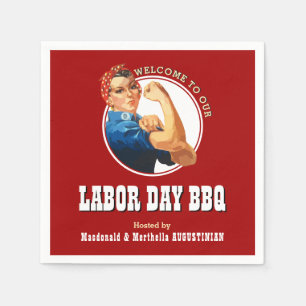 LABOR DAY BBQ Rosie Riveter Paper Napkin
