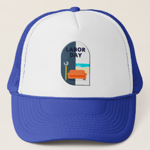 Labor Day Minimal Worker Relax Design Trucker Hat