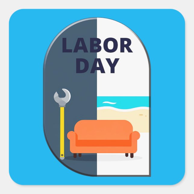 Labor Day Minimalist Worker Relaxation Design Square Sticker (Front)