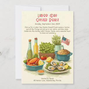 Labor Day Oyster Roast Invitation  Patriotic Coast