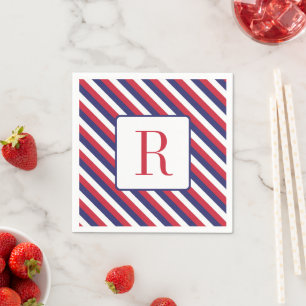 Labor Day Party Monogram Red White and Blue Napkin