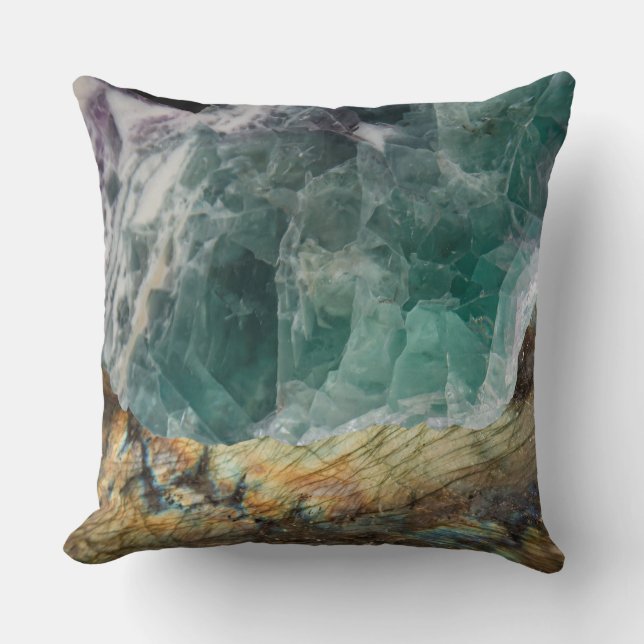 Laboradorite Fluoride Crystal Throw Pillow (Front)