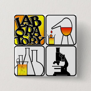 LABORATORY 4 SQUARE - BEAKERS / MICROSCOPE 2 INCH SQUARE BUTTON
