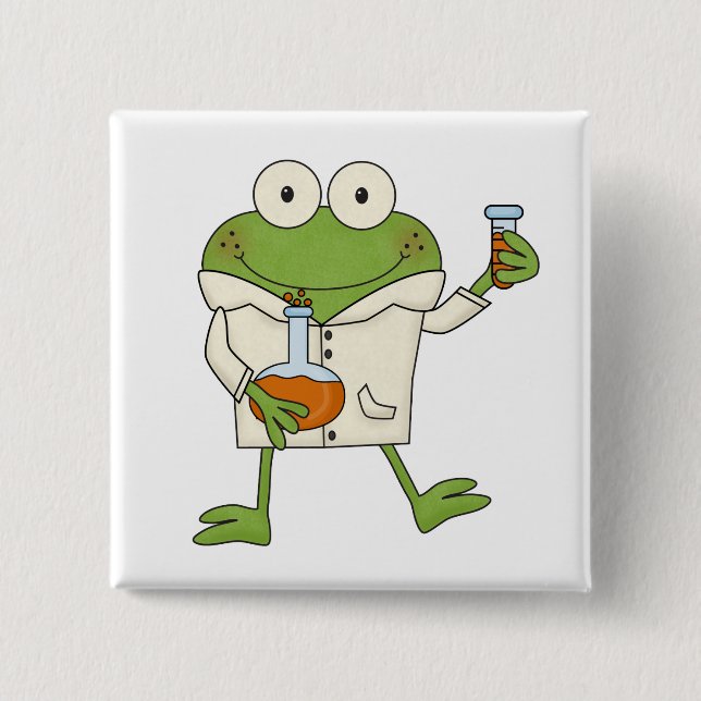 Laboratory Frog 2 Inch Square Button (Front)