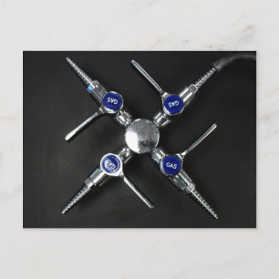 Laboratory Gas Valves on Lab Bench Postcard