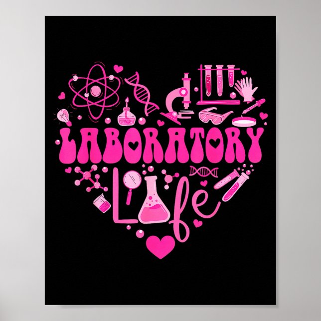 Laboratory Heart Valentine Lab Technologist Scienc Poster (Front)