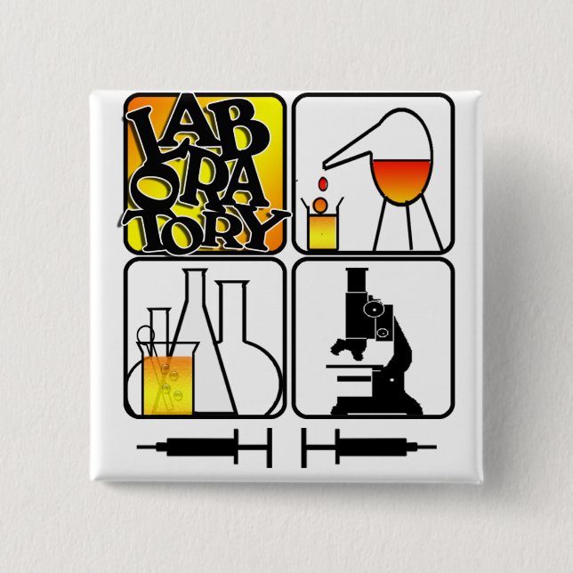 LABORATORY LOGO 4 SQUARE - LAB ICONS 2 INCH SQUARE BUTTON (Front)