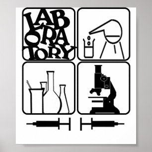 LABORATORY PRINT   BEAKERS, SYRINGES