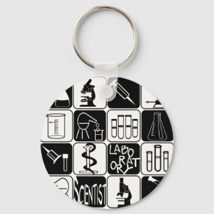 LABORATORY SCIENTIST SYMBOLS AND TOOLS KEYCHAIN
