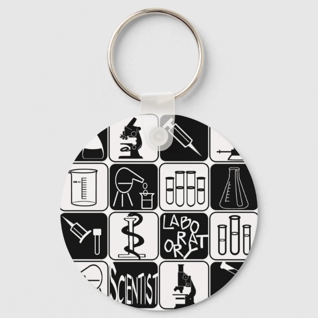 LABORATORY SCIENTIST SYMBOLS AND TOOLS KEYCHAIN (Front)