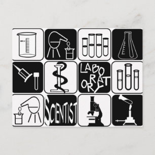LABORATORY SCIENTIST SYMBOLS AND TOOLS POSTCARD