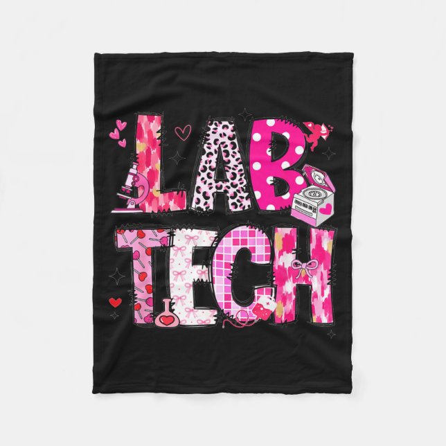 Laboratory Tech Valentines Day Medical Lab Tech La Fleece Blanket (Front)