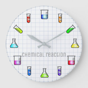 Laboratory Test Tubes Chemistry Lab Work Science Large Clock