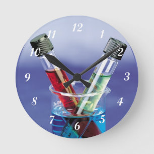 Laboratory Test Tubes Round Clock