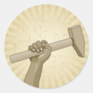 Laborer Holding sledge hammer Classic Round Sticker