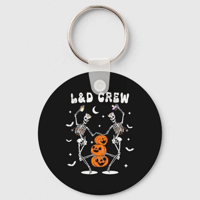 Labour And Delivery Crew Nurse Skeleton Dancing Ha Keychain (Front)