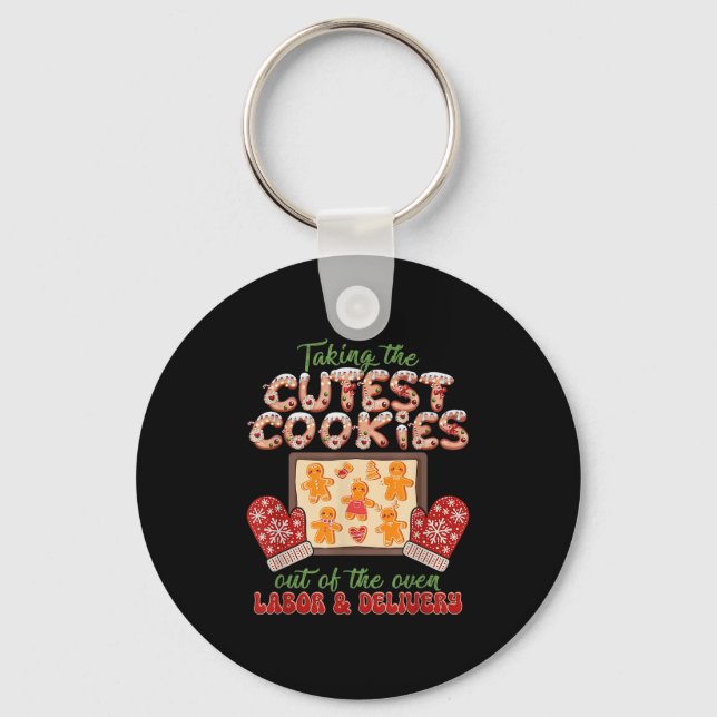 Labour And Delivery Nurse Christmas Taking The Cut Keychain (Front)