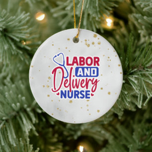 Labour and Delivery Nurse Grey Sparkle Ceramic Ornament