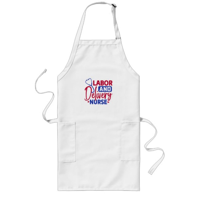 Labour and Delivery Nurse | Grey |Sparkle Long Apron (Front)