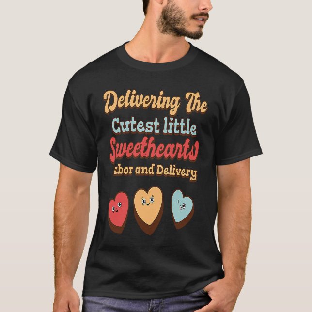 Labour and Delivery Nurse Groovy Valentine's Day L T-Shirt (Front)