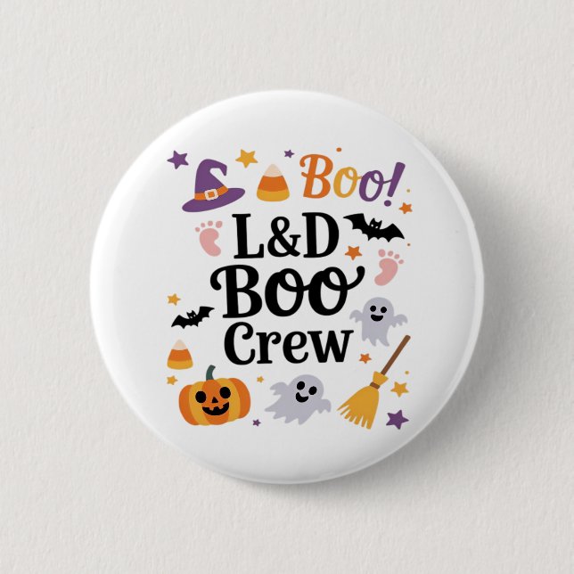 Labour and Delivery Nurse Halloween Pumpkin Ghost  2 Inch Round Button (Front)