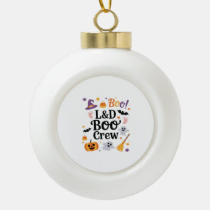 Labour and Delivery Nurse Halloween Pumpkin Ghost  Ceramic Ball Christmas Ornament