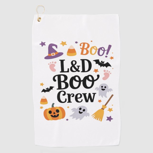 Labour and Delivery Nurse Halloween Pumpkin Ghost  Golf Towel (Front)
