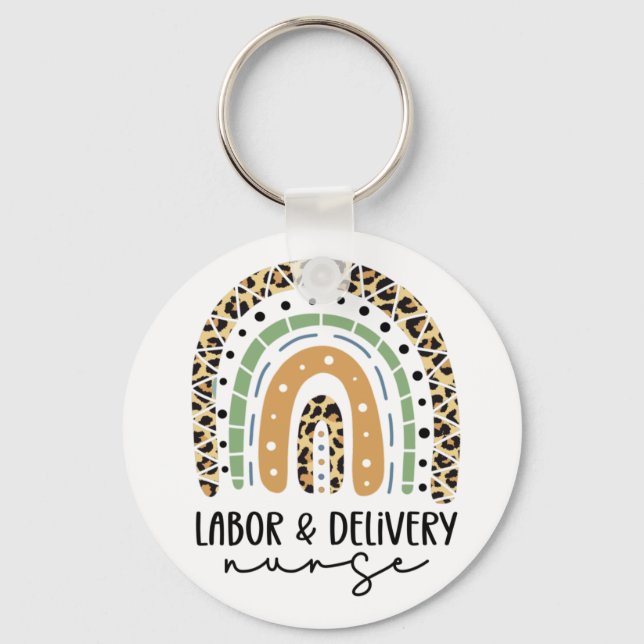 Labour and delivery nurse Rainbow L and D nurse Keychain (Front)